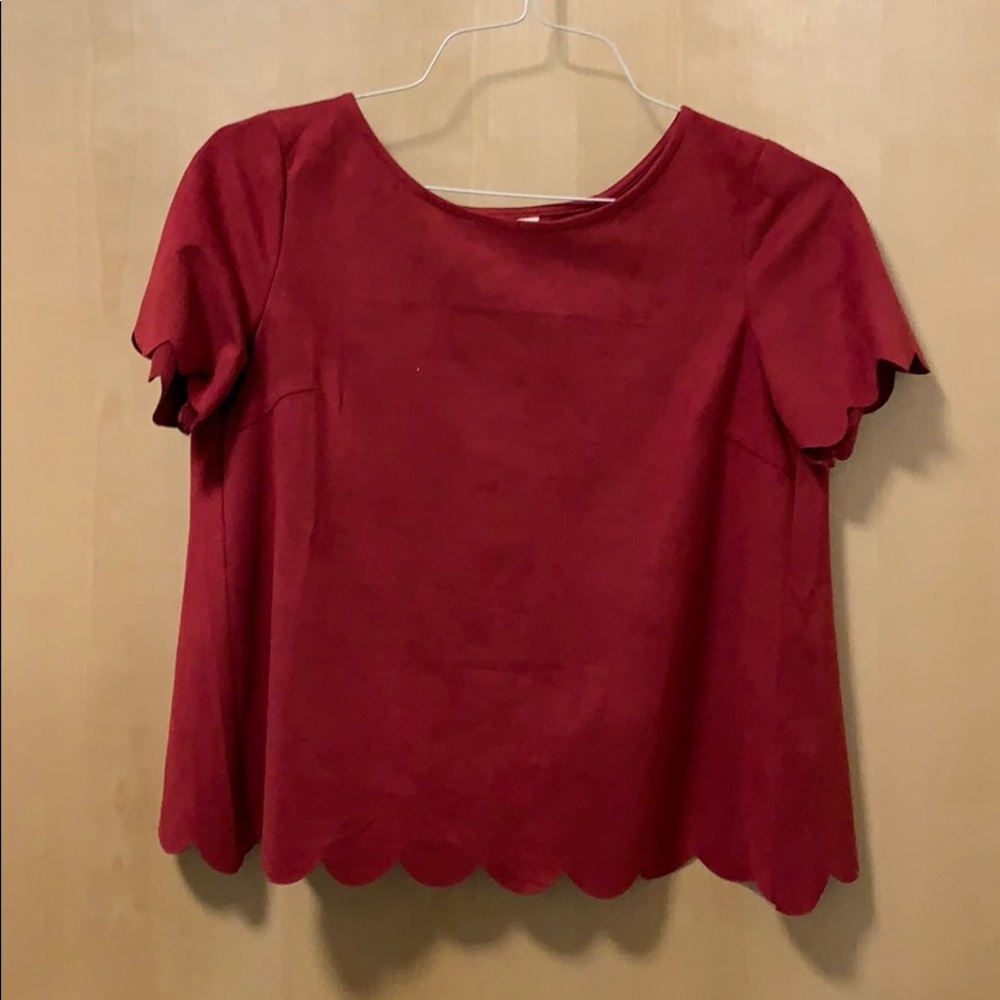 Scalloped velvet shirt